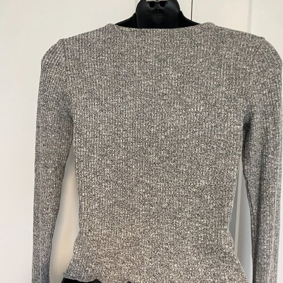 NWT Garage Salt & Pepper Grey‎ Ribbed Tie Front Crop Top Women's Size Small - Picture 4 of 6